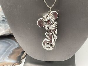 Eletroformed Signed DISNEY 925 Sterling Silver Pendant w/ 22” Paper Clip Chain