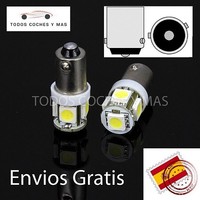 2 X BOMBILLAS LED COCHE BAX9S 5 SMD 5050 H6W CLAVIJAS EN ANGULO BLANCO