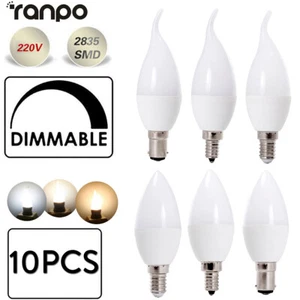 10X Dimmable 5W 220V E12 E14 B15 LED Chandelier Candle Flame Shape Light Bulb SS - Picture 1 of 15