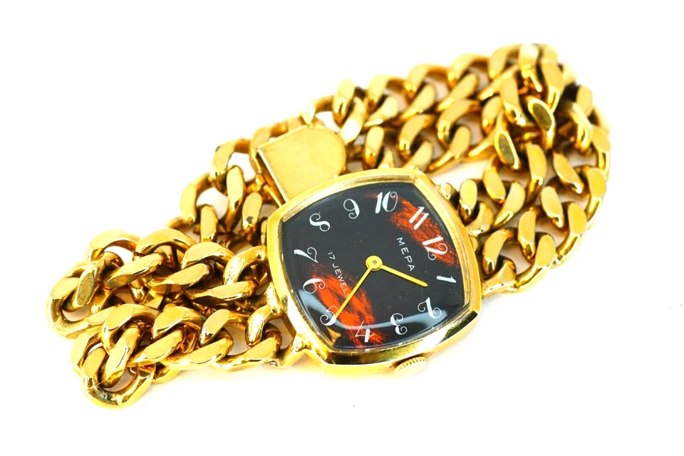 MEPA Reloj Mecánico Suizo Mujer Eslabón Cubano Pulsera 17 Joyas Reloj Pulsera Foto 1 de 4