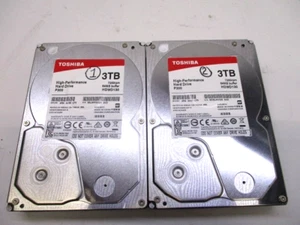 QTY 2 Toshiba P300 3TB Internal, 7200 RPM, 3.5" HDWD130 Hard DriveT8-E2 - Picture 1 of 7