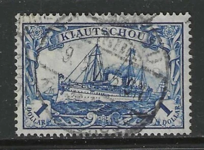 Germany colonies 1906 KIAUTSCHOU  1 Dollar Yacht used,  TSINGTAU,  $ 117.00 - Image 1 of 2