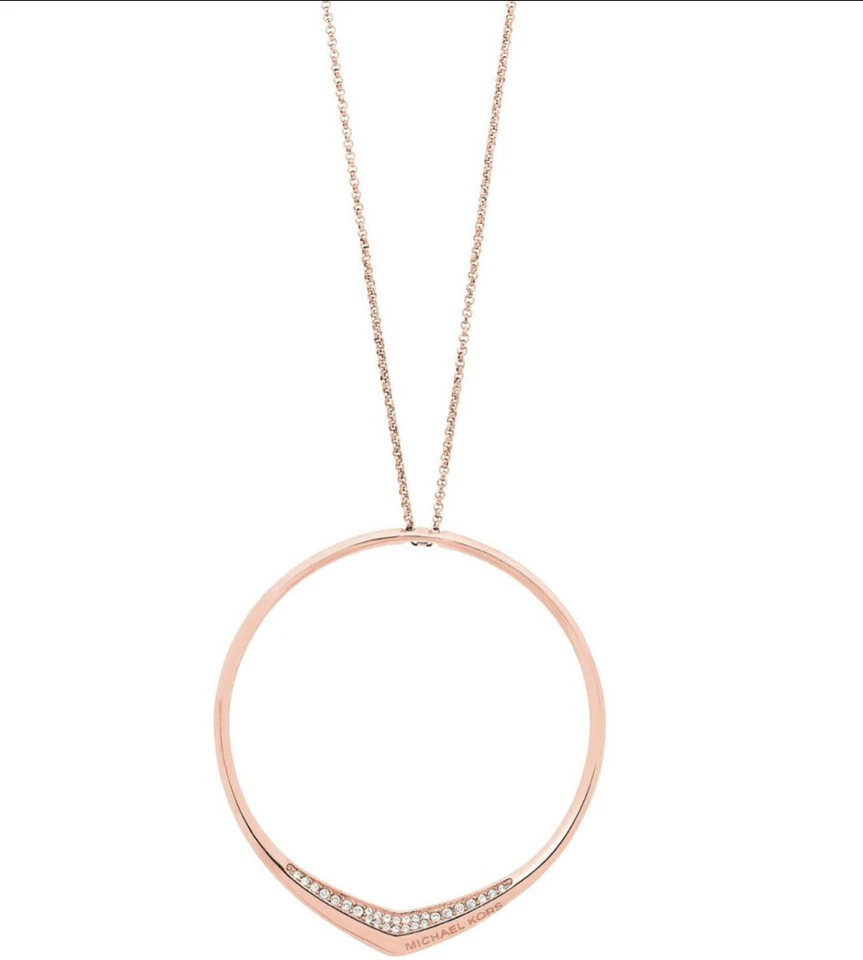 MICHAEL KORS Mujer Borde Cuchillo Oro Rosa Collar Cristales Círculo Colgante  Foto 1 de 1