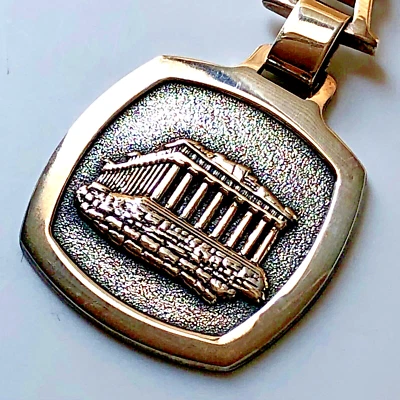 Llavero plata esterlina Partenón Griega Acrópolis ateniense cierre de tornillo en caja Foto 1 de 4