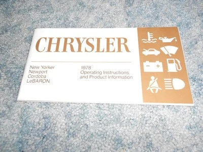 Chrysler New Yorker Cordoba 1978 LeBaron Newport propietario’s operador’s manual bonito  Foto 1 de 4