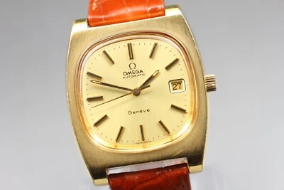 Vintage Omega Geneve Cal. 1012 Date Gold Square Automatik Herrenuhr aus Japan - Bild 1 von 4