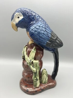 复古手绘装饰陶瓷蓝色鲈鱼鹦鹉雕塑雕像 10 — 第 1/4 张图片