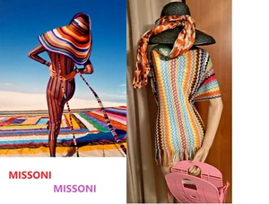 MISSONI ORNG LBL JUSTO HERMOSO PONCHO EN ZIG-ZAG CHEVRON TOP CUBIERTA RUANA NUEVO CON ETIQUETAS O/S - Imagen 1 de 5