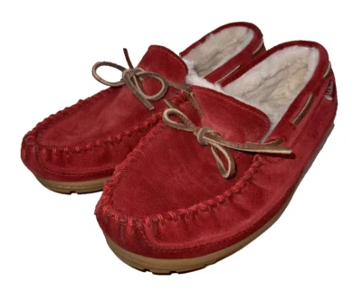 LL Bean женщин 8,5 красная замша злой хороший мокасины лагерь тапочки - Изображение 1 из 4