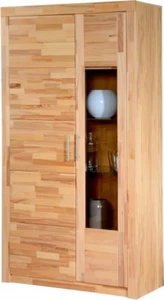 Vitrine Kernbuche teil massiv Struktur Buche Standvitrine Schrank Glasvitrine A - Bild 1 von 2