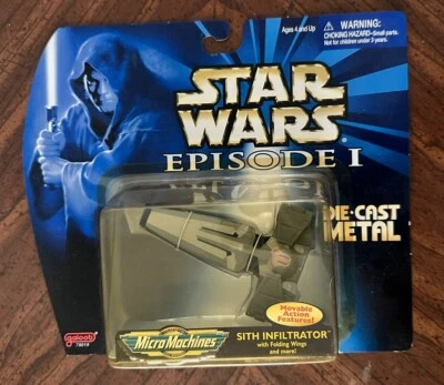 1999 Galoob Star Wars Episode 1 Micro Machines Sith Infiltrator 1:64 Sealed Card - Image 1 of 2