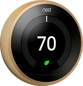 Google Nest 3rd Generation Learning Thermostat: T3032US Brass / Gold w/ Base B