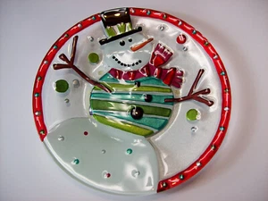 Lori Siebert for Silvestri by Demdaco Fusion Snowman Plate 11" Round - Picture 1 of 2