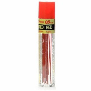 Pentel 0.5mm Red Coloured Pencil Leads Pencil Refill Lead Colour - Pack 12 - Picture 1 of 1