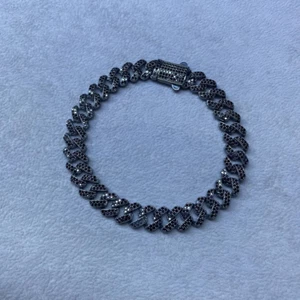 10MM Lab Created Black Diamond Cuban Link Bracelet 14K Black Gold Plated 8.5" - Picture 1 of 5