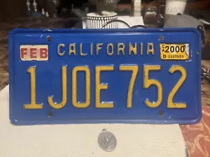 (1). 1970s California License Plates DMV CLEAR Blue / Yellow 1JOE752. JOE - Picture 1 of 2