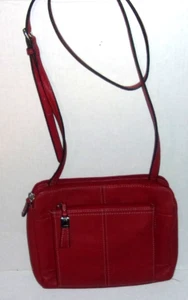 Tignanello Crossbody Bag S/M Red LEATHER Multifunctional Pockets - Picture 1 of 12