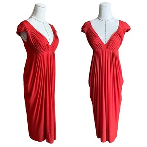 Vintage 90s Y2K Donna Karan Orange Pleated Draped Dress sz Small Made in Italy - Picture 1 of 15