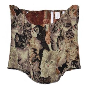 Vintage Print Corset Vest Lace Up Corset Top Strapless Bodice Waist Cincher - Picture 1 of 14