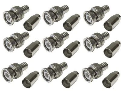100 pcs BNC Crimp On RG59 Coax Coaxial Cable Male Connector Adapter Plug - Image 1 of 4
