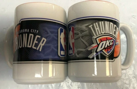 Oklahoma City Thunder NBA 15oz 2 Tone Sublimated Coffee Mug SET OF 2 Cover