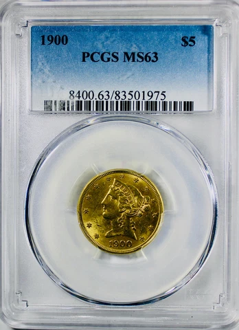 1900 Liberty  Half Eagle - PCGS MS-63 - Mint State 63- $5 Gold Cover