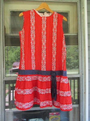 Trim Girl Retro Mod 60's 70's Red White Blue Dress Chest 38 Length 33 Sleeveless - Image 1 of 4