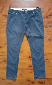 Pantalones de mujer Ben Sherman XL ajustados de algodón gris oscuro a rayas elásticos  - Imagen 1 de 7