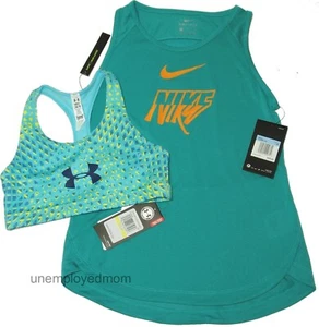 Nike Tee Under Armour Bra Youth Athletic Top T Shirt Sportswear Sports Lot Girls - Picture 1 of 6