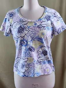 Top Style & Co donna grande Petite L multicolore camicia floreale maniche corte - Foto 1 di 8