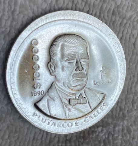 1990 MEXICO 100,000 PESOS PATTERN   SILVER 1 OZ BRIGHT  (ONE ) 1 Cover