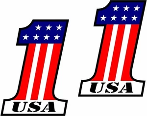 2 - 3" #1 EE. UU. Calcomanías SET Bandera Americana Número Uno 1 Estados Unidos Pegatina Harley - Imagen 1 de 1