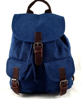 Outdoor Rucksack Canvas Blau Tagesrucksack Daypack Retrolook Vintage Unisex Mode - Bild 1 von 4