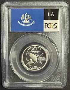 2002-S Louisiana90% SILVER Washington Quarter ~PCGS PR69DCAM State Flag Label - Picture 1 of 4
