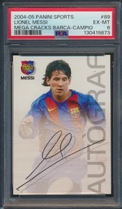 2004-05 PANINI MEGA CRACKS #89 LIONEL MESSI RC PSA 6 EX-MT BARCA-CAMPIO ROOKIE - Picture 1 of 2
