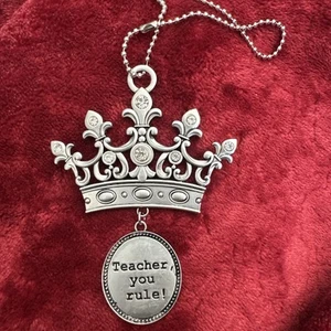 Ganz Teacher You Rule crystal TIARA PRINCESS Car Mirror Charm ORNAMENT keychain - Picture 1 of 3