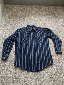 Vintage plains western wear pearl snap tall Man Size Lt - Picture 1 of 5