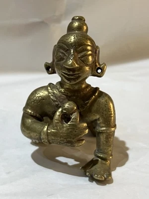 Antique Indian Brass Krishna Swaroop bal gopal early 19th c features - Image 1 of 4