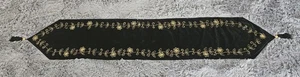 Vintage Samt Tischläufer mit Gold Blumenstickerei & Quasten 70" - Bild 1 von 9