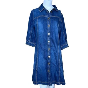 Ba & Sh Blue Jeans Denim Barb Dress Sz L NWT - Picture 1 of 13