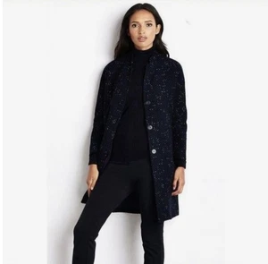 Cappotto donna Lands' End tweed boucle maculato pea NUOVO - Foto 1 di 10