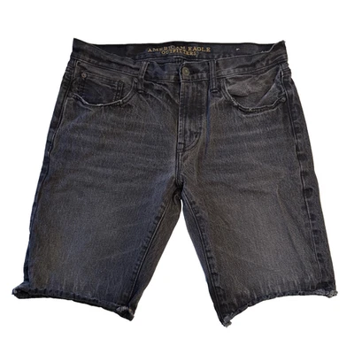 American Eagle Outfitters Jean Shorts Men’s 32 Distressed Black Denim - Image 1 of 4