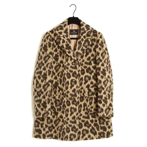 Etro 2021 Veste Leopard Manteau FR38 Faux Fur Wool Long Jacket Coat UK10 US8 - Imagen 1 de 6