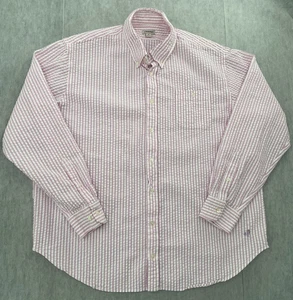 J. Peterman Shirt Adult XL Pink Stripe Let It Breathe Seersucker Button Down Men - Picture 1 of 10