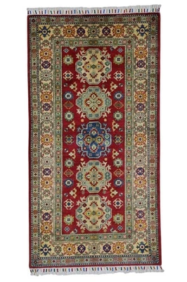 Tapete de lã afegão cazaque feito à mão | Leia 3'1" x 5'10" - Imagem 1 de 4