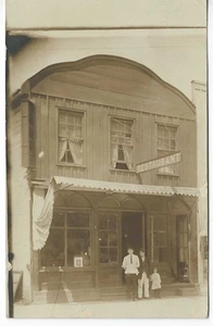 2 Men and a Girl, "The Restaurant", Restaurantville, Real Photo Postcard, RPPC - Picture 1 of 3