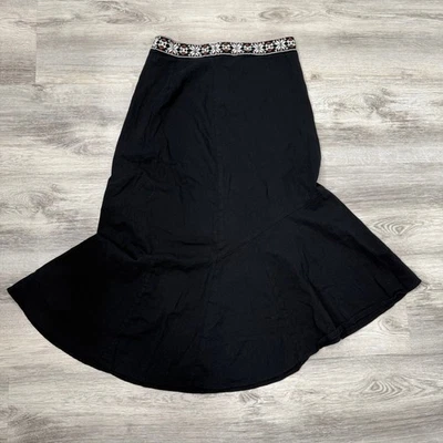 Anthropologie Skirt Maxi Black Embroidered Trim Bohemian Women's Size 6 - Image 1 of 4