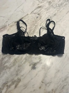 Lonely Size 36 C Black Unlined Lace Underwire Bra EUC - Picture 1 of 2