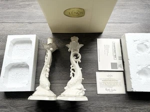 Lenox 24K Gold Trimmed Aquarius Legacy Collection Dolphin Candlestick Holders - Picture 1 of 10