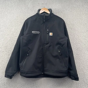 Carhartt Softshell Jacket Mens Large Black Windbreaker Fleece Lined Relaxed Flex - Picture 1 of 11